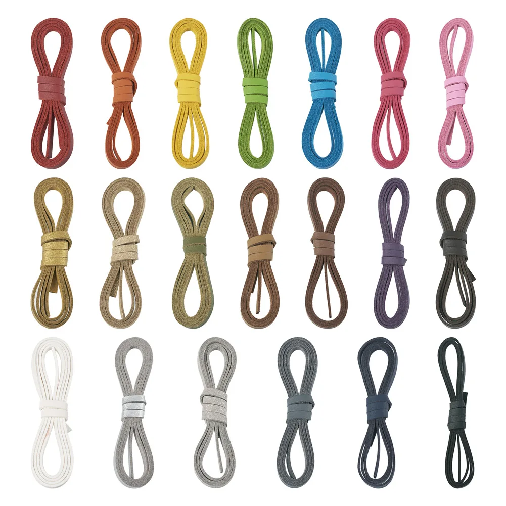 20 Strands 5mm Flat Suede Imitation Leather Cord String Rope with Metallic Wire Twist Ties for DIY Necklace Bracelet DIY Craft