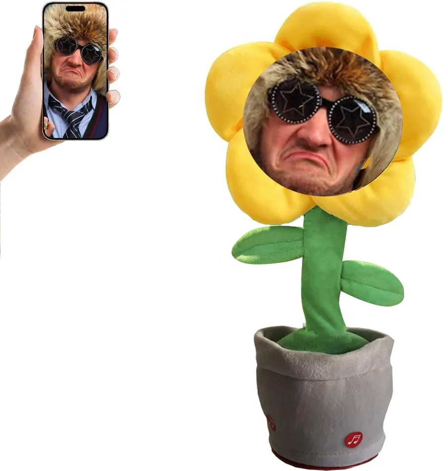 Personalized Photo Flower Face Petal Gift for Women Men Birthday Gift 120 Songs Singing Dancing Plush Sunflower Toys