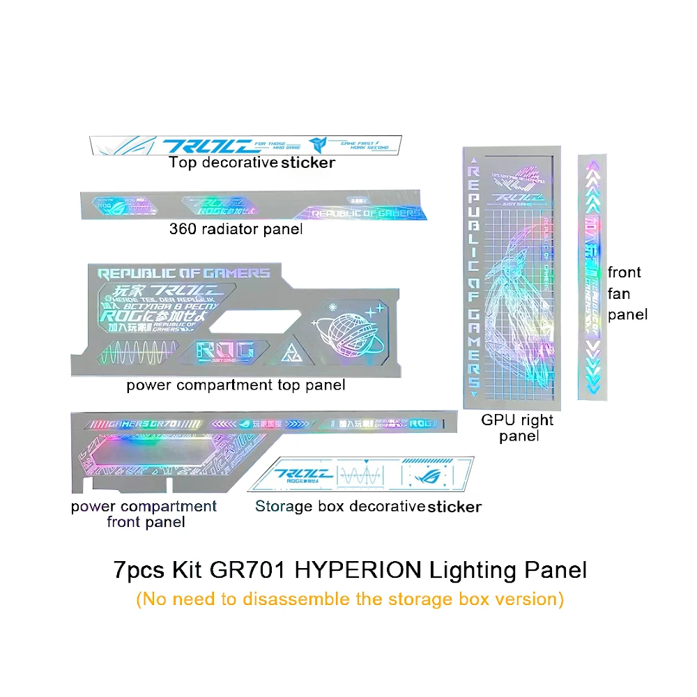Asus GR701 케이스, 5V ARGB AURA SYNC 게이머 캐비닛 장식 라이트 보드, DIY 레이저 수리 플레이트 용 MOD ROG HYPERION 조명 패널