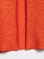 Zevity Women Fashion O Neck Short Sleeve Sequined Design Knitted Sweater Female Chic Open Stitching Crop Coats Chic Tops CT9378 - Image 6