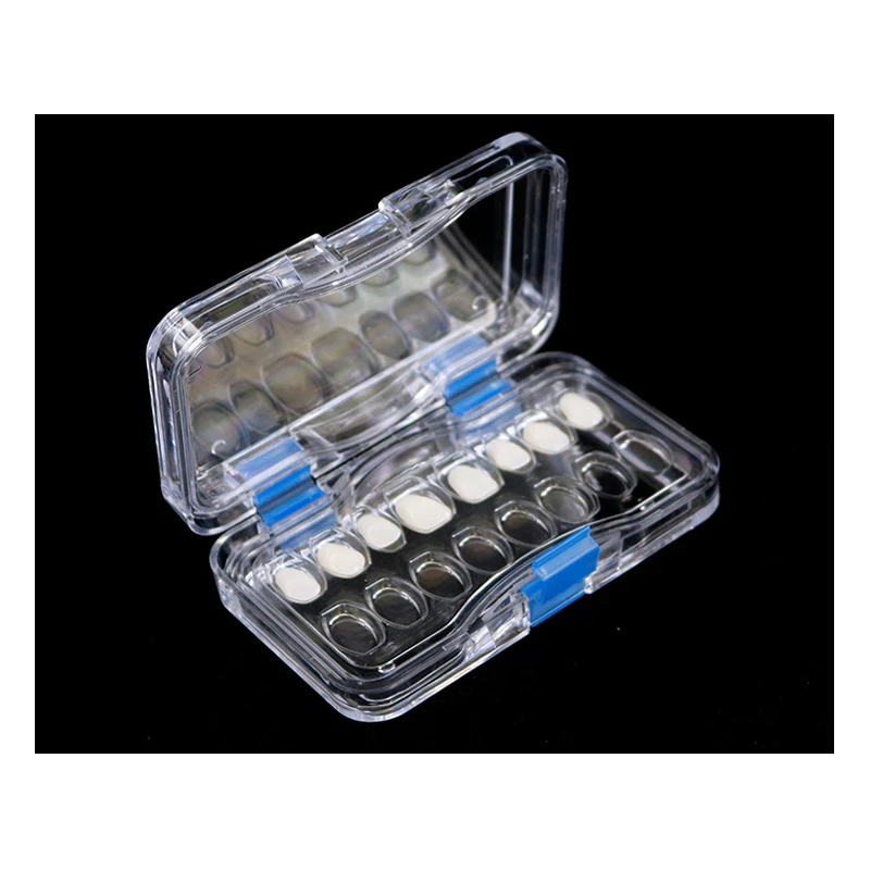 5Pcs Dental Tooth Veneer Storage Box With Film Transparent Denture Box With Hole Membrane False Denture Teeth Container Case