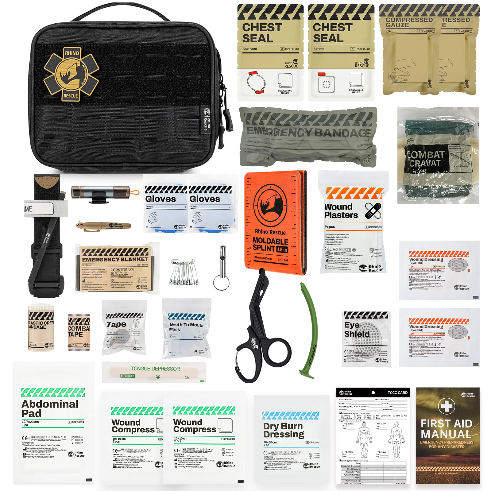 Emergency Trauma Kit, Professional First Aid Response Pack with Tourniquet
