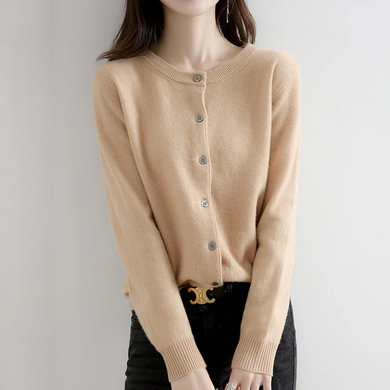 New Spring And Autumn Round-Neck Knitted Cardigan Long-Sleeved Korean-Style Fashionable Knitted Sweater For Women-ZD021 2