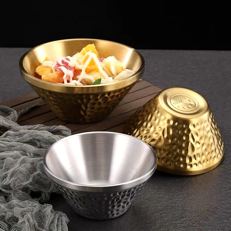 

304 Double Layer Stainless Steel Cone Ramen Bowl Kitchen Durable Tableware Noodle Soup Tureen Fruit Salad Bowls Food Container