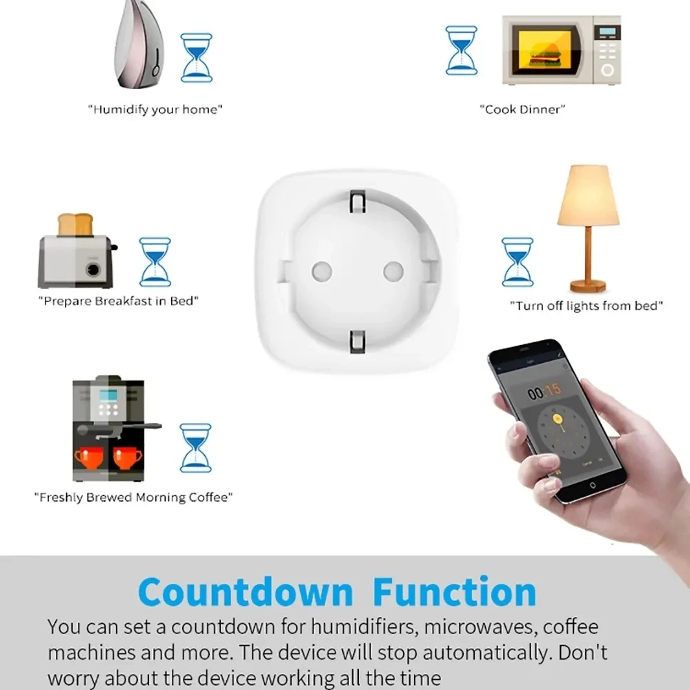 TNCE Tuya 16A/20A WiFi/Zigbee3.0 Smart Socket EU Smart Plug With Power Monitoring Timing Function Work With Alexa 5