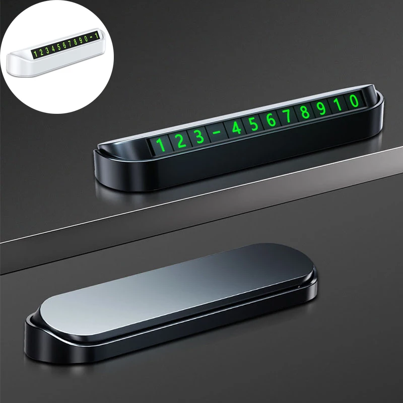 Car decoration accessories Luminous Car Temporary Parking Card With Magnetic Number Plate Sticker Phone Number Hidden Sign Card