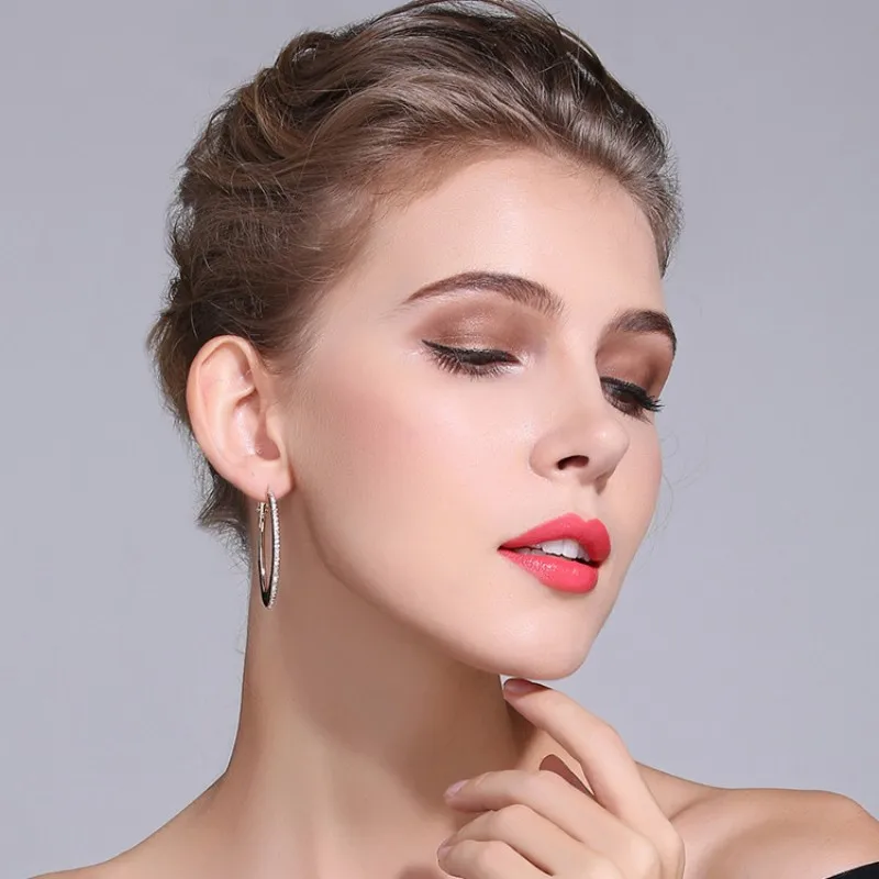 Follow Cloud Full Enternity Moissanite 0.86CT Hoop Earrings for Women Sparkling Lab Diamond Earrings 925 Sterling Silver Jewelry 6