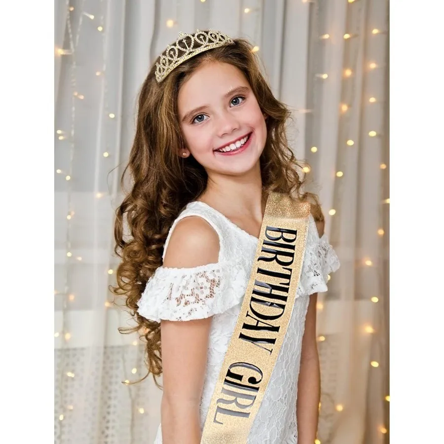 Geburtstags-Tiara Krone Schärpe Geburtstagsmädchen Frauen Mädchen Party Dekoration Geschenke Geeignet für Jedes Alter Geburtstagsdekoration – Detail 15