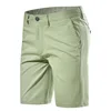 2024 New Summer Men High Quality Casual Business Social Elastic Waist 100% Cotton Solid Shorts 2