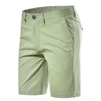2024 New Summer Men High Quality Casual Business Social Elastic Waist 100% Cotton Solid Shorts 2