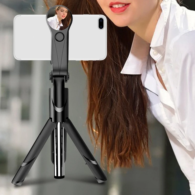 Mobile Phone Selfie Stick Tripod Selfie Stick With Makeup Mirror Wireless Remote Tripod Retractable