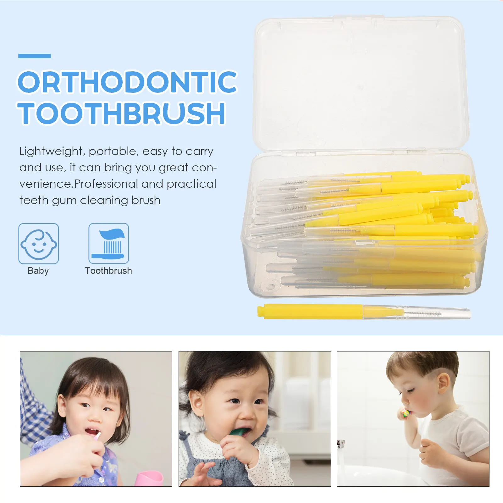 1 박스 교정기용 치간 브러쉬 치아 잇몸 청소 치실 클리너 휴대용 경량 전문 구강 관리 도구