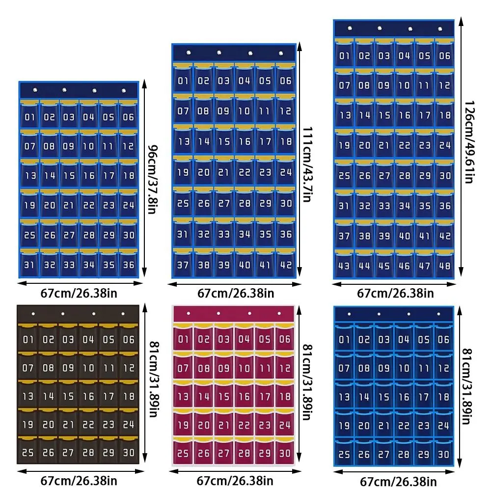 30/36/42/48 Grids Phone Hanging Bag Numbered Thickened Phone Storage Bag Wall-mounted Door Hanging Bag for Calculators Pens Keys