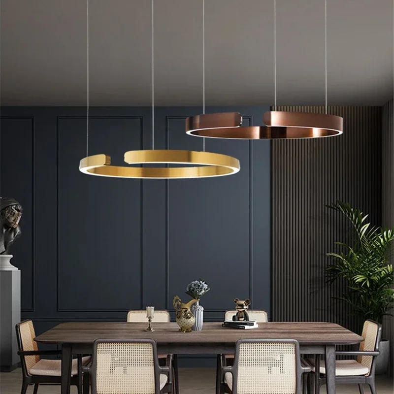 Chandelier Modern Light Luxury Minimalist Stainless Steel C-type Restaurant Kitchen Pendant Lamp Home Decoration LED Lighting