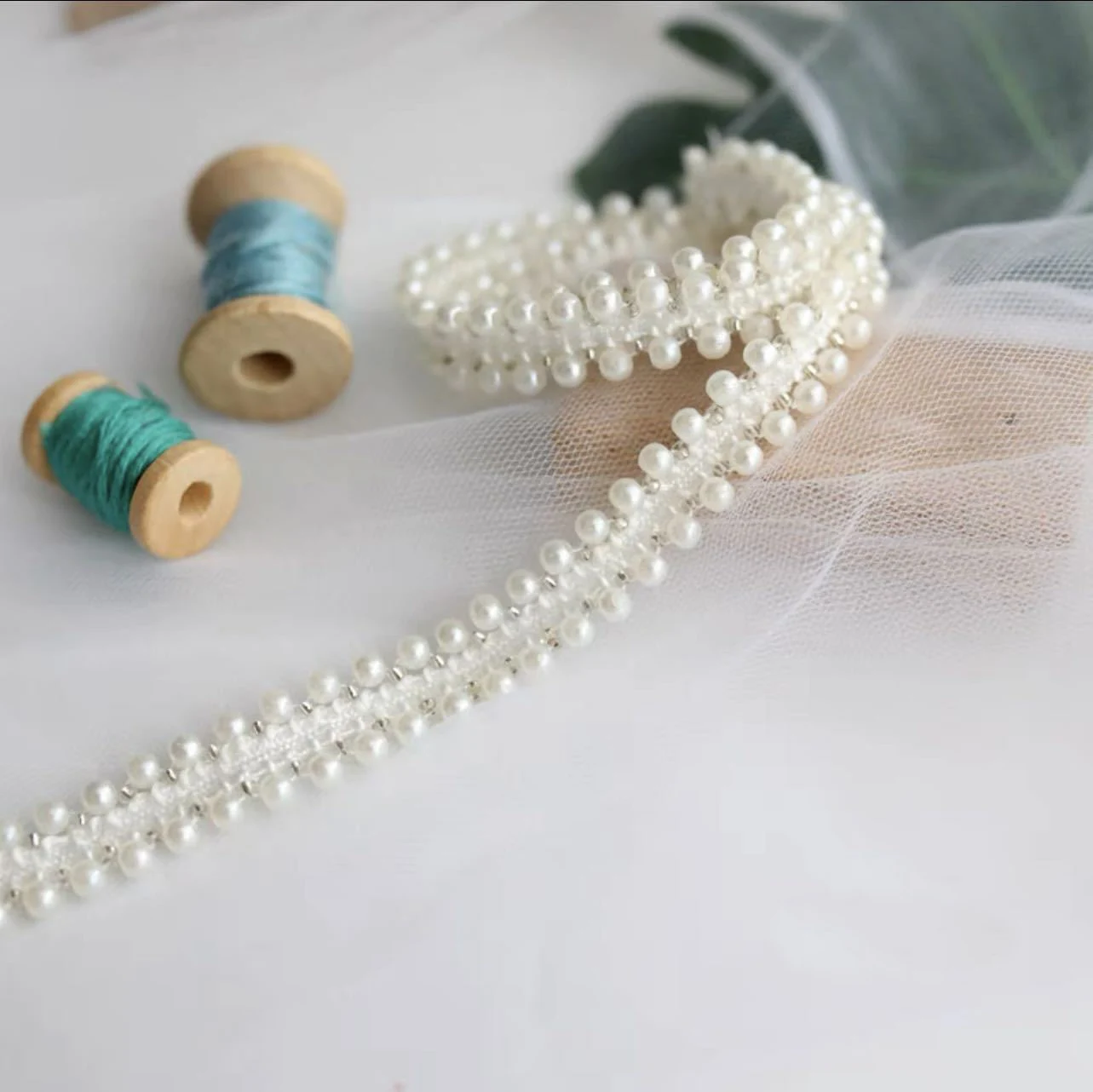 Lace Fabric Lace Ribbon Lace Garment Accessories Lace Sewing Supplies Lace Decoration Lace Accessories Lace Sewing Accessories 1 Yard Pearl Beaded Lace Trim Ribbon Fabric Clothes Decoration Wedding Dress Collar Sleeve Lace Applique DIY Crafts