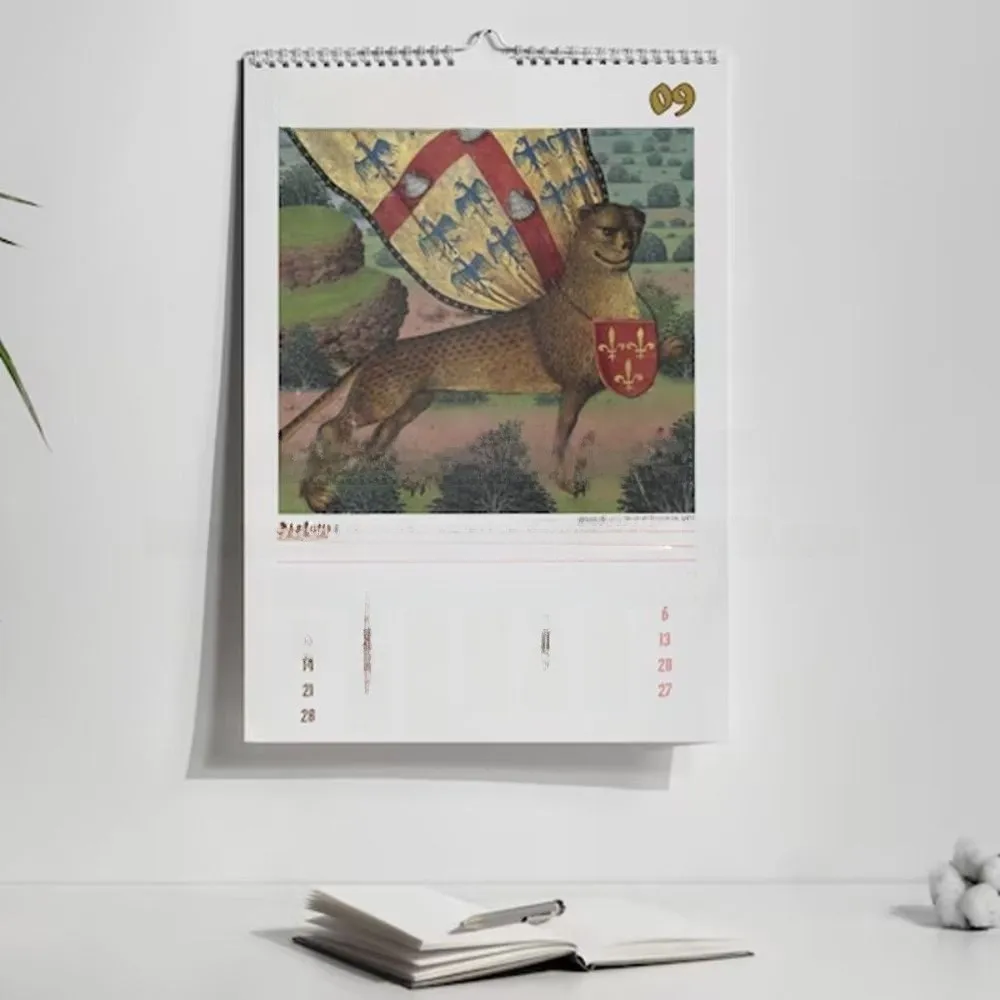 재미있는 못생긴 중세 동물 2026년 달력 중세 말 그림 일일 주간 월간 12개월 플래너 침실용 벽걸이 달력