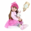 Lifelike Realistic Reborn Baby Girl Doll Toy Full Silicone Body 55 CM 22 Inch Long Hair Princess Toddler Bebe Christmas Gifts 4