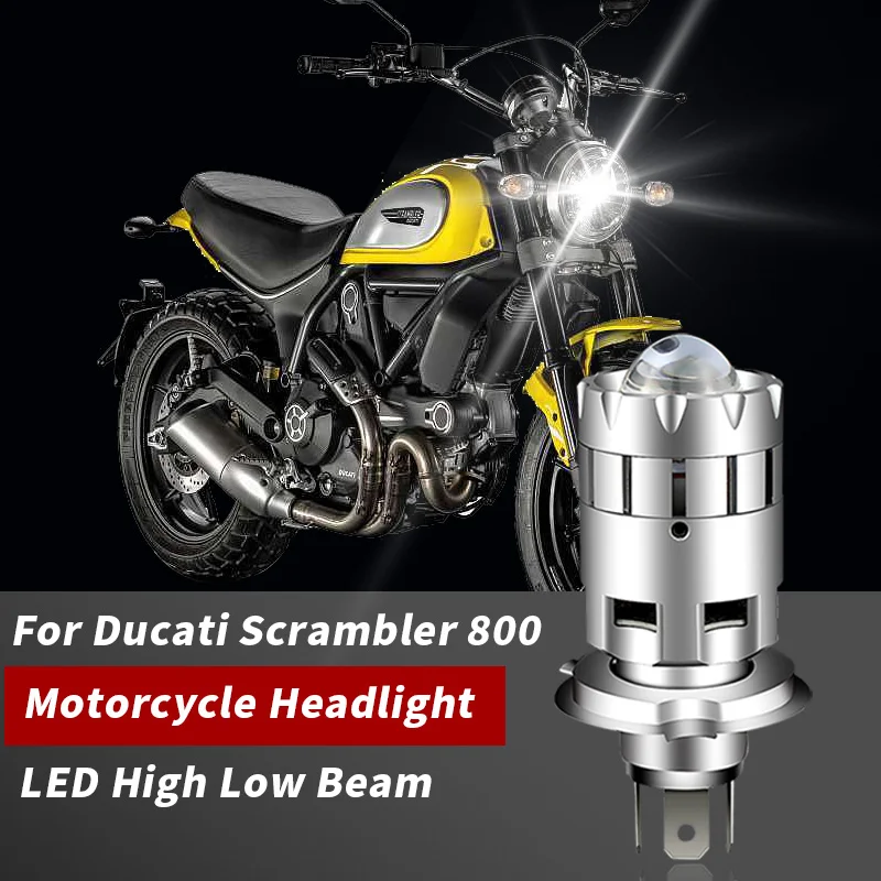 

1X For Ducati Scrambler 800 Motorcycle H4 HS1 LED Lens Headlight Bulbs Retrofit Accessories Icon Full Throttle Racer Desert Sled