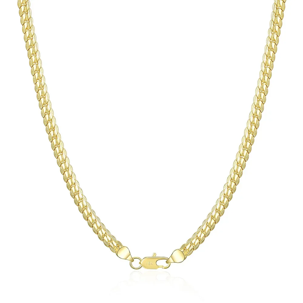 18K Gold 18-24inch 45-60cm 5mm Full Side Chain Necklace for Women Men Fashion Wedding Party Charm Jewelry For gold necklace