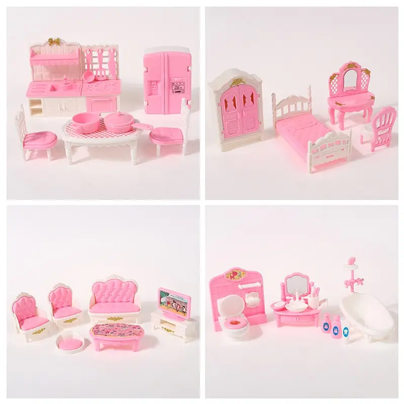 

4/7/10/11Pcs Miniature Dollhouse Furniture Accessoies Kid Toys Kitchen Bedroom Living Room Bathroom Cooking Things For Doll Game