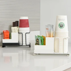 Multipurpose Paper Cup Holder Coffee Station Organizer Coffee Tea Bag Dispenser Durable Office Home Desktop Storage Rack