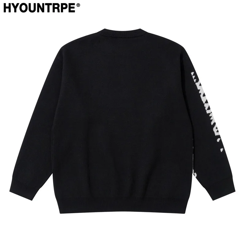 Mens Knitted Sweater Fashion Pixel Abstraction Human Face Pullovers Casual O-neck Unisex Harajuku Streetwear Loose Knit Jumpers
