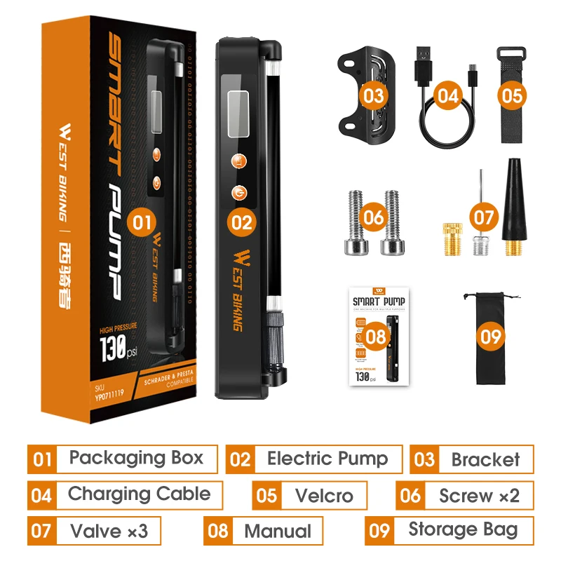 Compressore Aria Portatile Per Auto E Bici - 130 PSI, Display LCD, Batteria 3600mAh, Torcia LED, Spegnimento Automatico