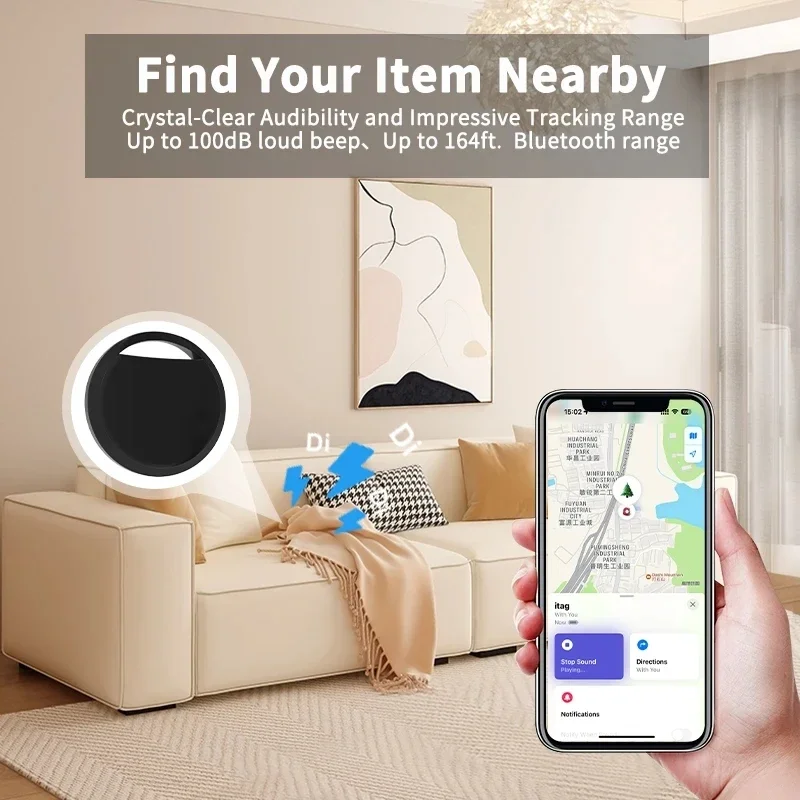 GPS Smart Air Tag Bluetooth Anti-loss Device for Apple Smart Tracker for Key Luggage Wallet Works Find My (iOS Only) Wireless