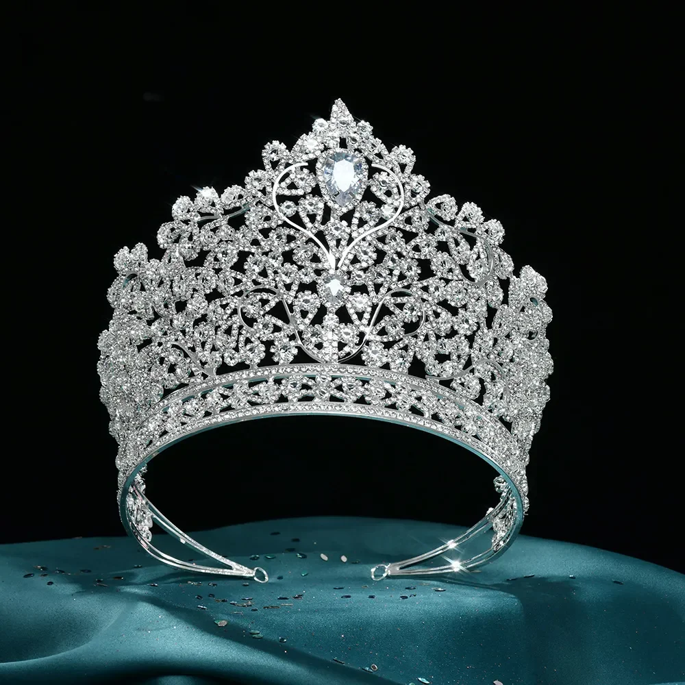 

New Luxury Zirconia Crown Large Bride Wedding Crystal Tiara Award Ceremony Headdress