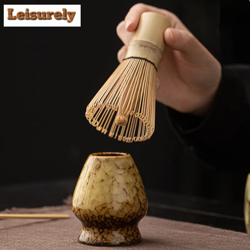 Kiln-Changed Flow Glaze Japanese Matcha Tea Set Bamboo Whisk Teaspoon Tea Sets Indoor Beverage Shop Tea-making Tool Accessories