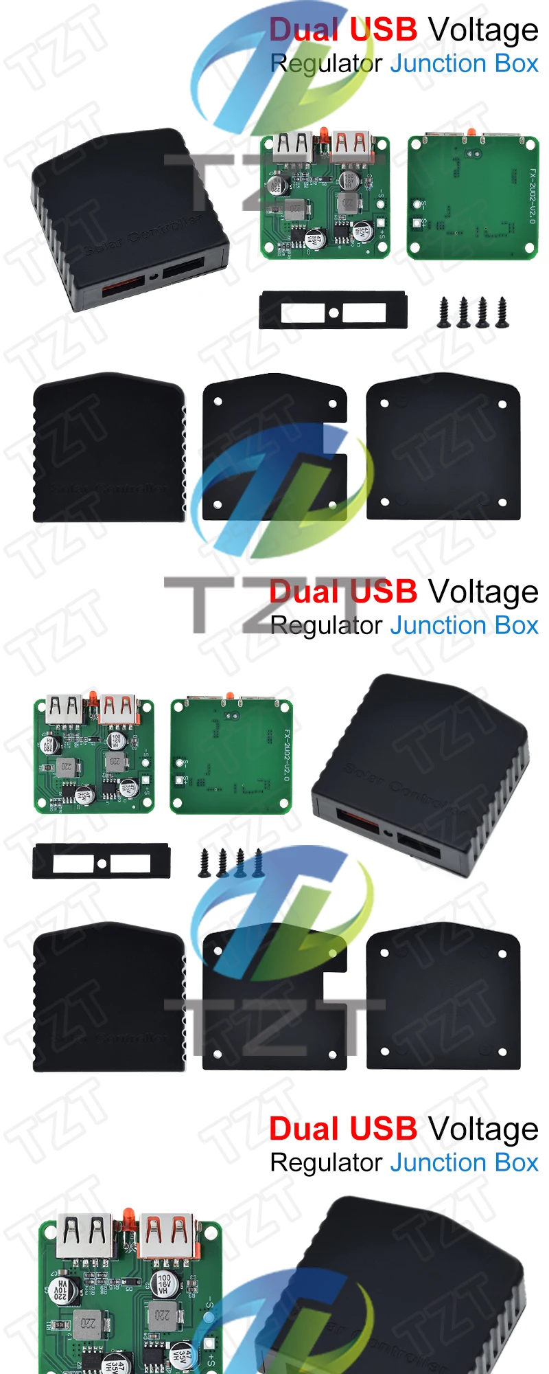 Dual USB 5-18V bis 5V 9V 12V 2A/3A PD Schnellladung Solarpanel Power Bank Ladespannungsregler Regler mit LED-Anzeige – Detail 5