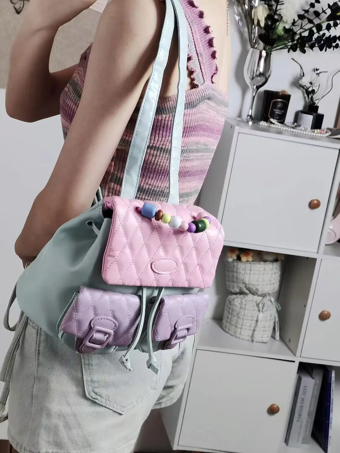 JIAERDI Sweet Cute Y2k Mochila Women Versatile Leather Lightweight Patchwork Chic Backpacks Female Retro Mini Backpack Aesthetic