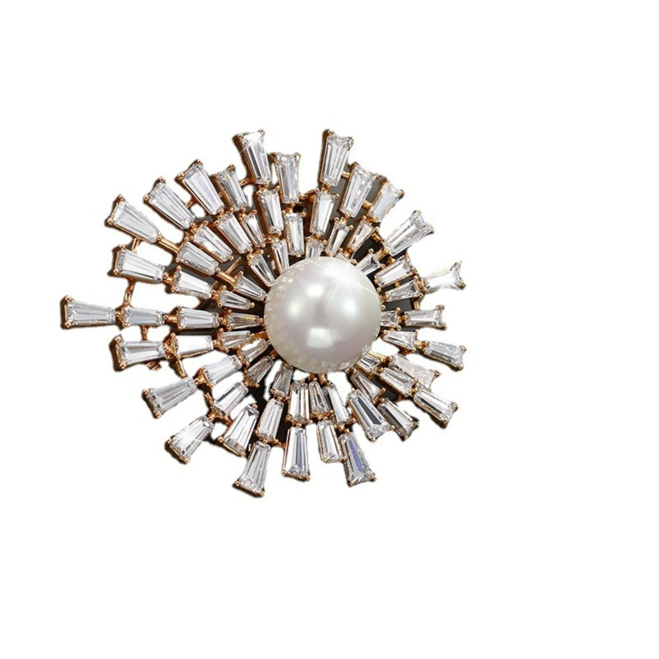 Full zircon pearl brooch pin boutonniere sun flower high-end exquisite dress accessories