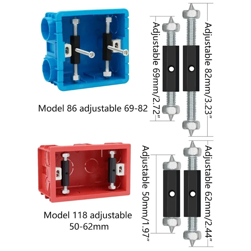 Wall Switch Socket Cassette Repairer Adjustable Cassette Screws Support Rod with Wrench Electrical Accessories 10 Pcs