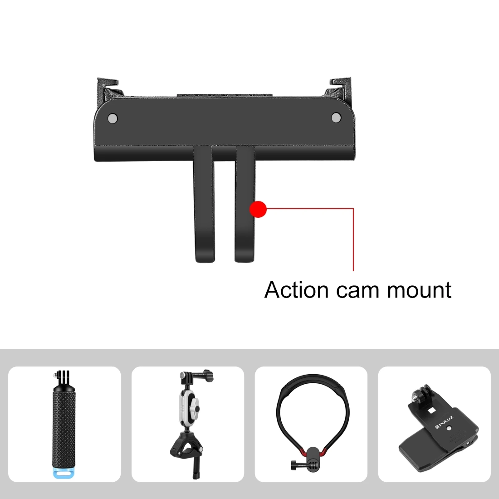 Kit Soporte Magnético Para DJI Osmo Action 5 Pro/4/3 - Agarrador De Aluminio CNC, Ajustable (Gris Titanio + Naranja)