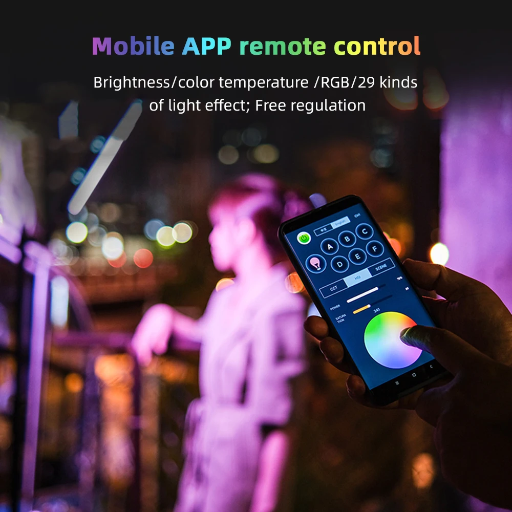 Weeylite K21 휴대용 RGB 라이트 스틱, LED 튜브 라이트 지팡이, 2500K-8500K 앱 제어, 마그네틱 후면 브이로그 라이브 스트리밍용, 8W