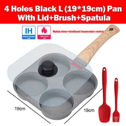 Premium Nonstick Omelet & Pancake Breakfast Pan with Lid - 4 Cup Design (Black L Pan Set)