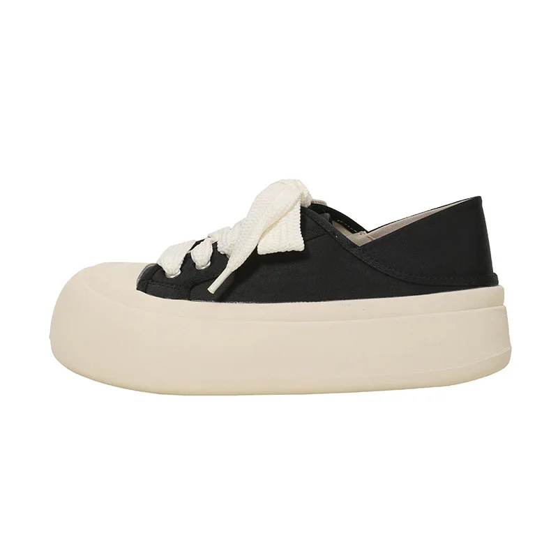 

Silk Satin Women's Small White Shoes Classic Elegant And Comfortable Flat Shoes Round Toe Thick Sole Casual Lace Up Sports Shoes