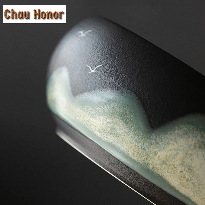 1350ml Distant Hills Ceramic Large Tea Washing Basin Household Ceramic Tea Cup Tea Residue Wash Bowl Tank Jian Shui Tea Ceremony