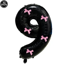 32 Blue, Pink, and Black Number Balloons with Ribbon Bows - 32inch (Camouflage)