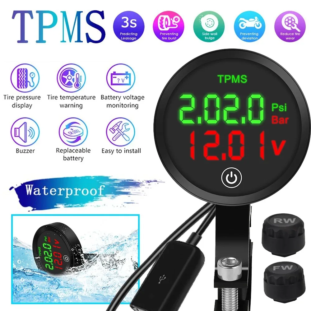 TPMS Tire Pressure Monitoring System Solar Charging LCD