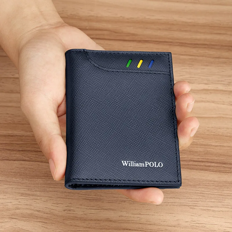 Men Leather Mini Card Bag Fashionable Ultra-thin Card Holder Personalized Small Wallet