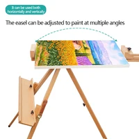 An easel made of beech wood, with a large adjustable and foldable portable triangular drawing storage display stand 2