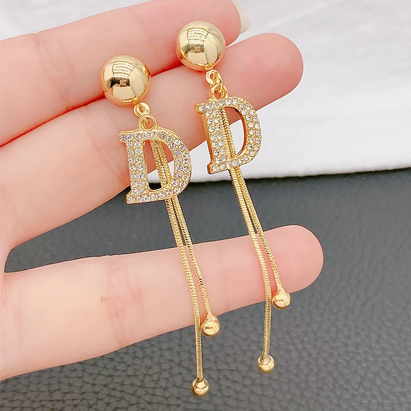 Vintage Glossy Arc Bar Long Thread Tassel Drop Earrings for Women Gold Color Fashion Jewelry Hanging Pendientes
