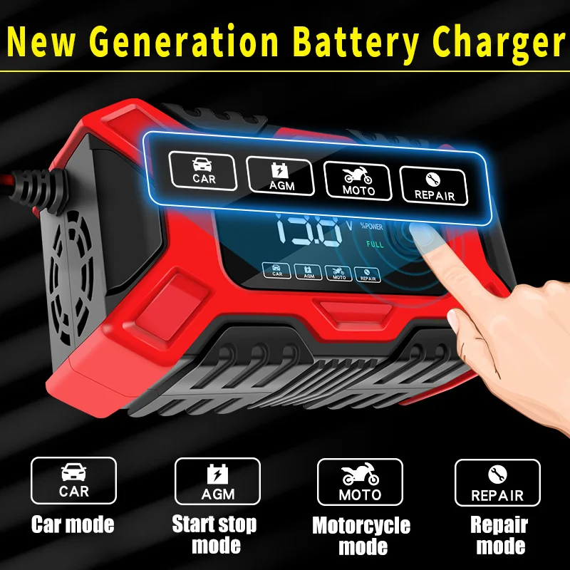 

Full Automatic Car Motorcycle Battery Charger 12V 6A Digial LCD Display Power Puls Repair Smart Chargers Wet Dry Lead Acid AGM