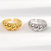 18K Gold Plated Stainless Steel Twist Bread Design Ring Croissant Adjustable Rings for Women Thick Stacking Band Couple Jewelry 6