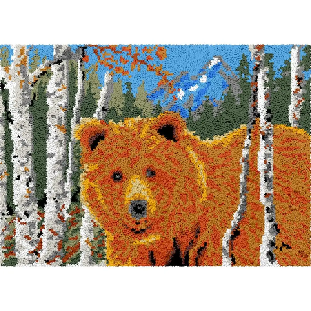 

DIY carpet Embroidery kit Crafts for adults Latch hook rug kits with Pre-Printed Pattern Bear Tapestry kit Rug diy carpet