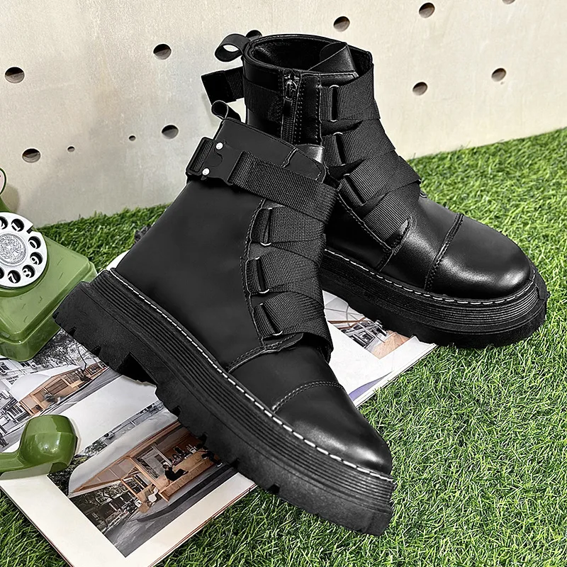 Martin Boots Men's Motorcycle Boots Genuine Leather Trend 2024 Autumn/Winter New Comfortable Men's Boots Large Work Boots