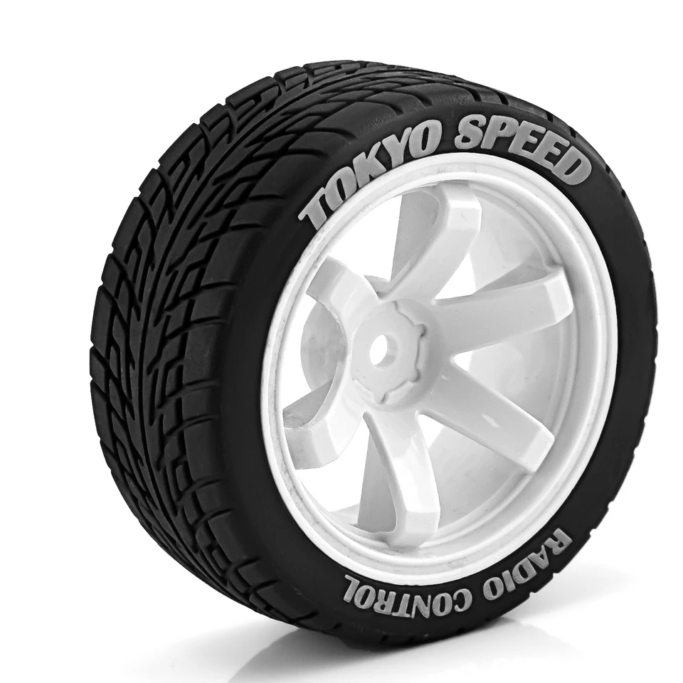 Set Di 4 Cerchi Con Pneumatici Per Auto RC Scala 1/10 - Esagono 12mm - Compatibili Traxxas, HSP, HPI, Tamiya