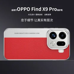 Fashionable Hard PC+PU Camera Lens Protective Back Cover Case for OPPO Find X9 Pro (Red)